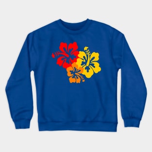 Hibiscus flowers red gold orange tropical Crewneck Sweatshirt